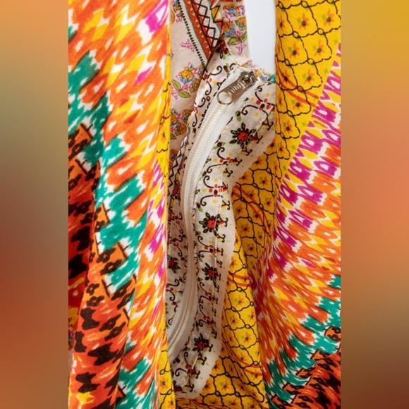 Floral & Paisley Print Boho Chic Beach Yoga Hobo Shoulder Bag  - 100% Cotton - Picture 6 of 8